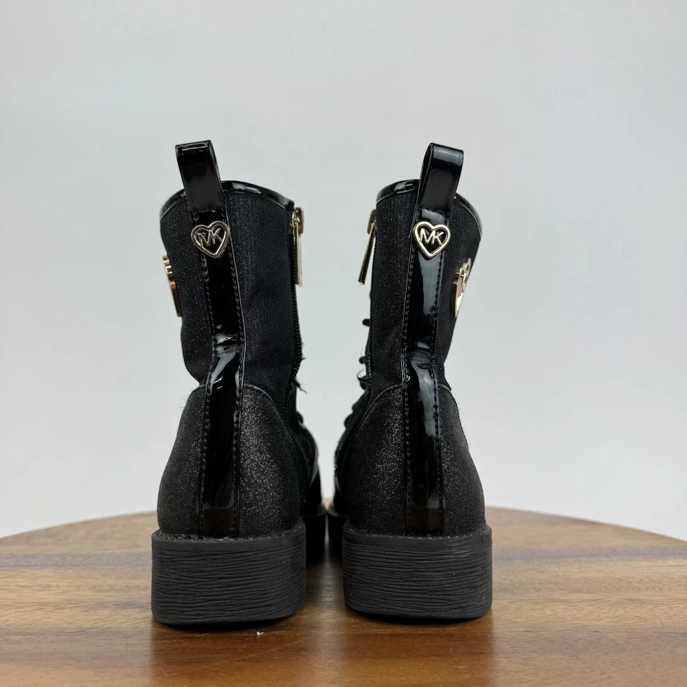 Big Kids Michael Kors‎ Haskellheart Faux Patent Leather Black Boots Size 3 Y GUC